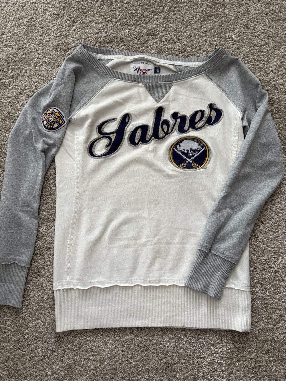 Buffalo Sabres 4Her Carl Banks Crewneck Pullover - Cream & Gray